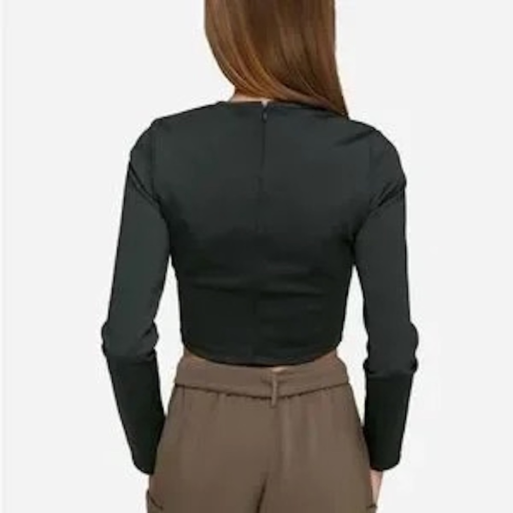 Zara Black Crop‎ Top Long Sleeves - Size Small 💃 - Picture 2 of 12
